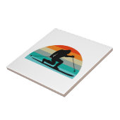 Bigfoot Telemark Skiing Rainbow Tegeltje (Zijkant)