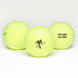 Bigfoot tennisspeler met tekst tennisballen