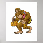 Bigfoot-Thanksgiving steelt Turkije en pompoenhuid Poster (Voorkant)
