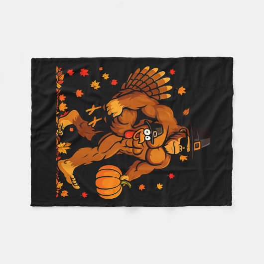 Bigfoot Thanksgiving Turkey Funny Thanksgiving Sas Fleece Deken (Voorkant (Horizontaal))
