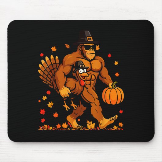 Bigfoot Thanksgiving Turkey Funny Thanksgiving Sas Muismat (Voorkant)