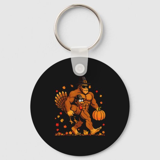 Bigfoot Thanksgiving Turkey Funny Thanksgiving Sas Sleutelhanger (Voorkant)
