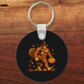 Bigfoot Thanksgiving Turkey Funny Thanksgiving Sas Sleutelhanger (Voorkant)
