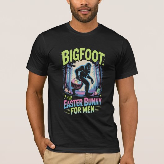 Bigfoot The Easter Bunny Men's Tee Sasquatch  T-shirt (Voorkant)