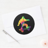 Bigfoot Tie Dye Hippie Skateboarders Sasquatch Ronde Sticker (Envelop)