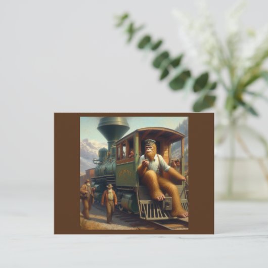 Bigfoot Train Engineer Briefkaart (Staand voorkant)