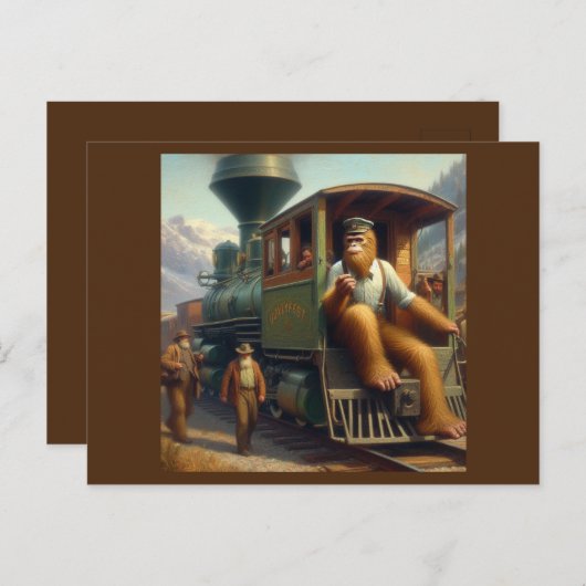 Bigfoot Train Engineer Briefkaart (Voorkant / Achterkant)