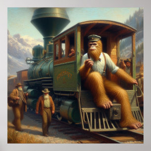 Bigfoot Train Engineer Poster