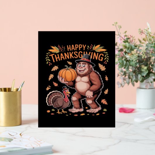 Bigfoot Turkije Pompoen Thanksgiving Dag Classic T Acryl Bord (Huwelijk)