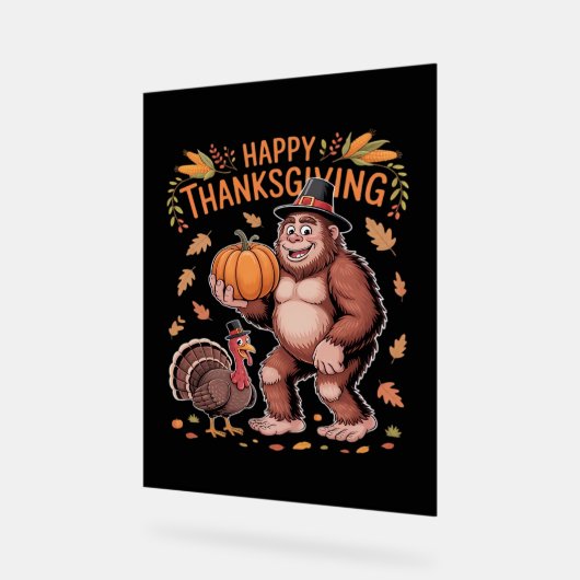 Bigfoot Turkije Pompoen Thanksgiving Dag Classic T Acryl Bord (Hoek)