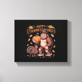 Bigfoot Turkije Pompoen Thanksgiving Dag Classic T Canvas Afdruk (Voorkant)