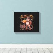 Bigfoot Turkije Pompoen Thanksgiving Dag Classic T Canvas Afdruk (Insitu (Houten vloer))