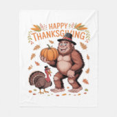 Bigfoot Turkije Pompoen Thanksgiving Dag Classic T Fleece Deken (Voorkant)