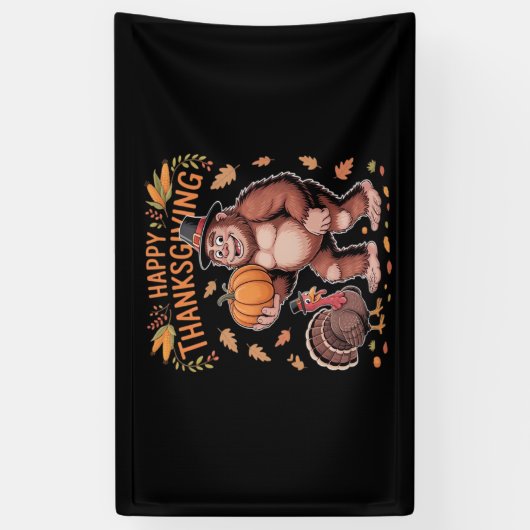 Bigfoot Turkije Pompoen Thanksgiving Dag Classic T Spandoek (Verticaal)