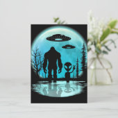 Bigfoot UFO Alien Feestdagenkaart (Staand voorkant)