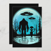 Bigfoot UFO Alien Feestdagenkaart (Voorkant / Achterkant)