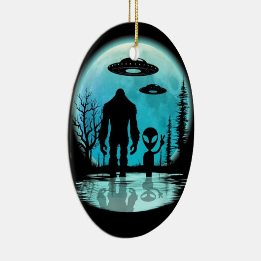 Bigfoot UFO Alien Keramisch Ornament (Rechts)