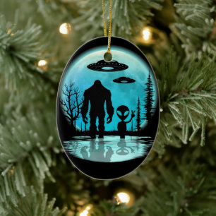 Bigfoot UFO Alien Keramisch Ornament