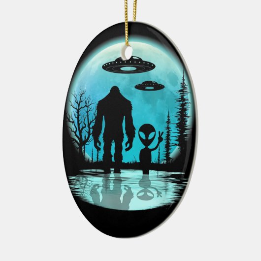 Bigfoot UFO Alien Keramisch Ornament (Links)