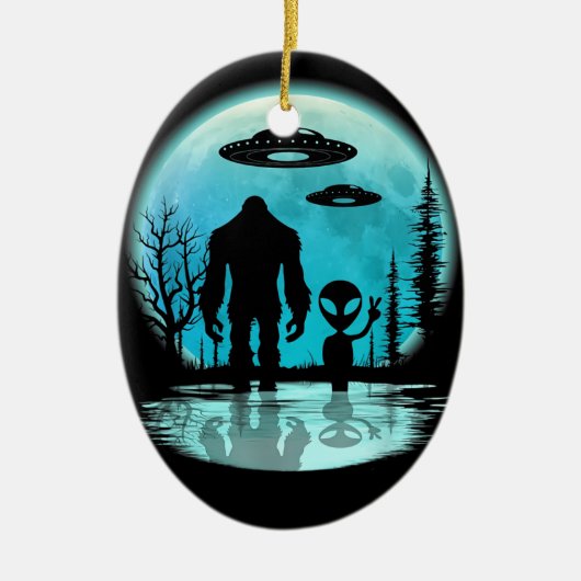 Bigfoot UFO Alien Keramisch Ornament (Voorkant)