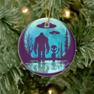 Bigfoot UFO Alien Keramisch Ornament