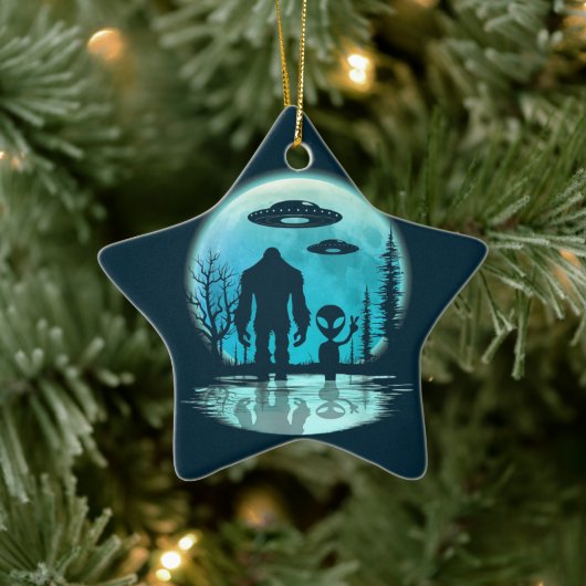 Bigfoot UFO Alien Keramisch Ornament (Boom)