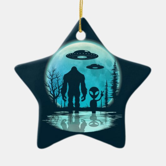 Bigfoot UFO Alien Keramisch Ornament (Voorkant)