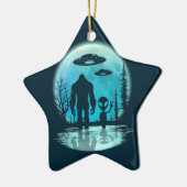 Bigfoot UFO Alien Keramisch Ornament (Links)