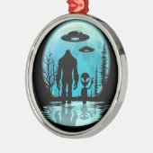 Bigfoot UFO Alien Metalen Ornament (Links)