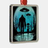 Bigfoot UFO Alien Metalen Ornament (Rechts)