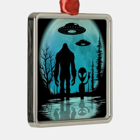 Bigfoot UFO Alien Metalen Ornament (Rechts)