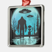 Bigfoot UFO Alien Metalen Ornament (Links)