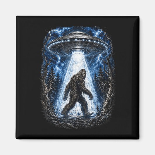 Bigfoot ufo alien ontvoering grappig sasquatch  magneet (Voorkant)