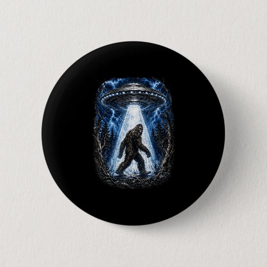Bigfoot ufo alien ontvoering grappig sasquatch ronde button 5,7 cm (Voorkant)
