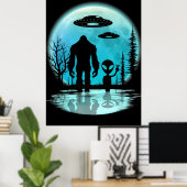 Bigfoot UFO Alien Poster (Thuiskantoor)