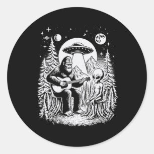 Bigfoot Ufo Alien Rond Kampeer Vuurtje Natuur Wand Ronde Sticker