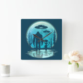 Bigfoot UFO Alien Vierkante Klok (Huis)