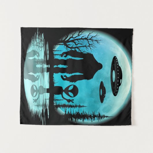 Bigfoot UFO Alien Wandkleed (Voorkant (horizontaal))