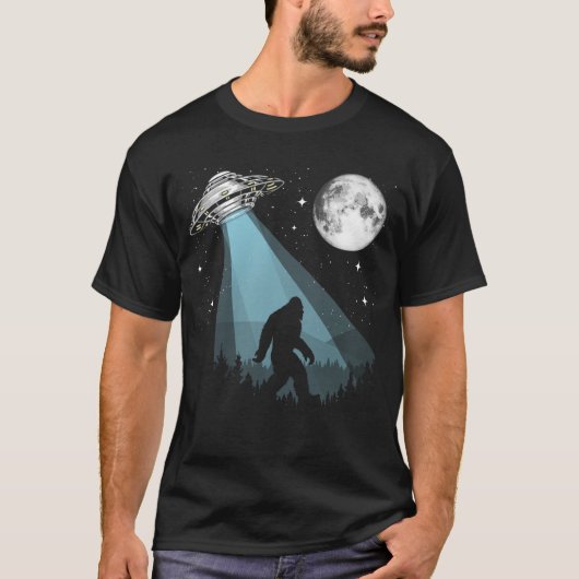 Bigfoot UFO-complot Moon Stars Night Natuur T-shirt (Voorkant)