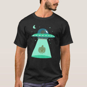 Bigfoot UFO Dopostes in Alien Abduction Funny Doge T-shirt