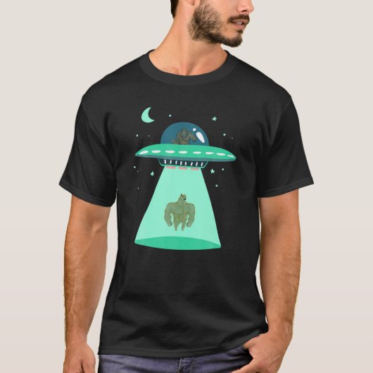 Bigfoot UFO Dopostes in Alien Abduction Funny Doge T-shirt (Voorkant)
