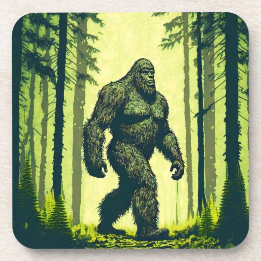 Bigfoot uit voor een boswandeling bier onderzetter (Voorkant)