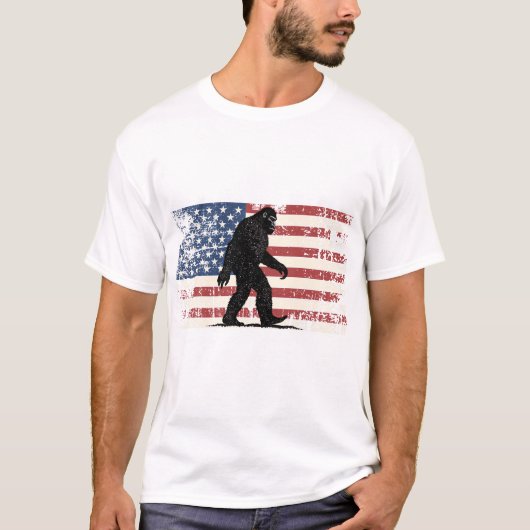 Bigfoot US Flag - Men Women Kids - Sasquatch  T-shirt (Voorkant)