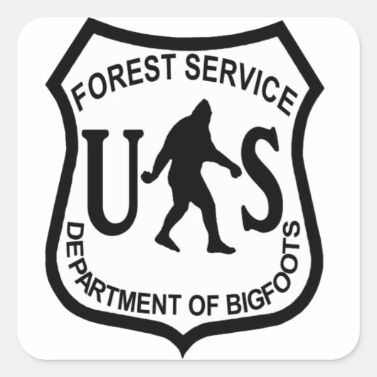 Bigfoot US Forest Service Vierkante Sticker (Voorkant)