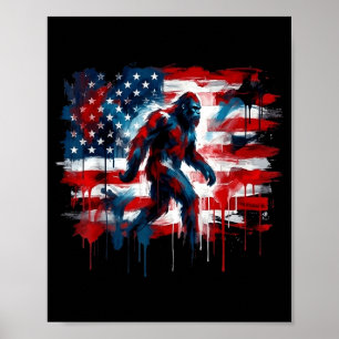 Bigfoot usa amerikaanse vlag sasquatch patriottisc poster