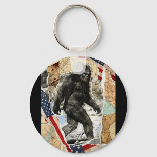 Bigfoot usa amerikaanse vlag sasquatch patriottisc sleutelhanger