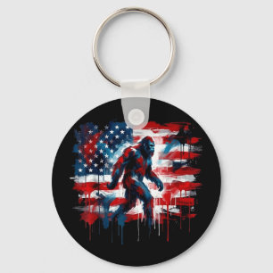 Bigfoot usa amerikaanse vlag sasquatch patriottisc sleutelhanger