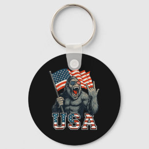 Bigfoot USA Sasquatch 4th of July Amerikaanse Vlag Sleutelhanger