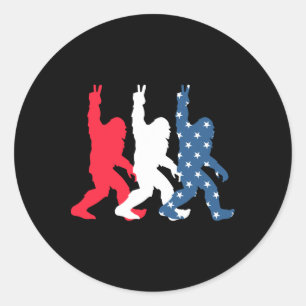 Bigfoot Usa Vlag - Onafhankelijkheidsdag - Patriot Ronde Sticker