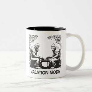Bigfoot Vakantie Modus Schaken Tweekleurige Koffiemok